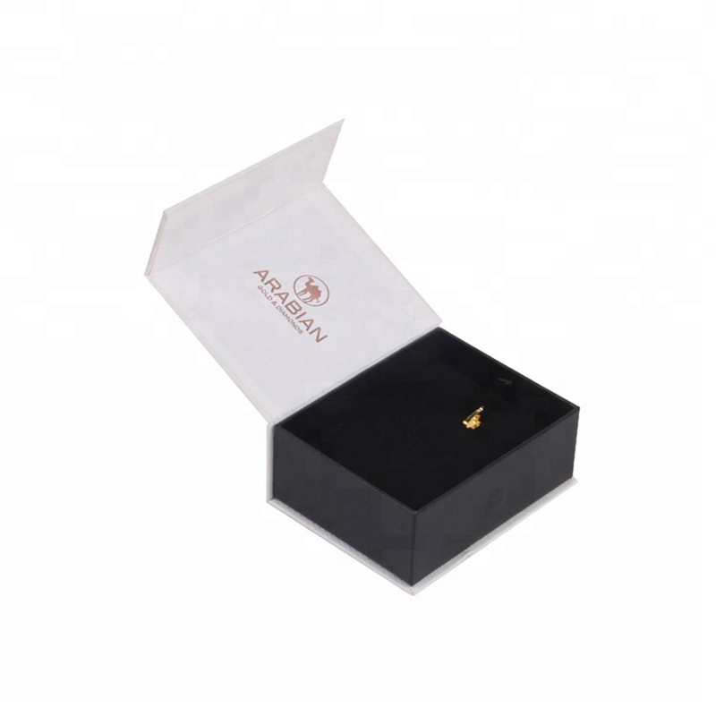 Boîte d'emballage de bijoux magnétique imprimée de luxe personnalisée avec insert en mousse