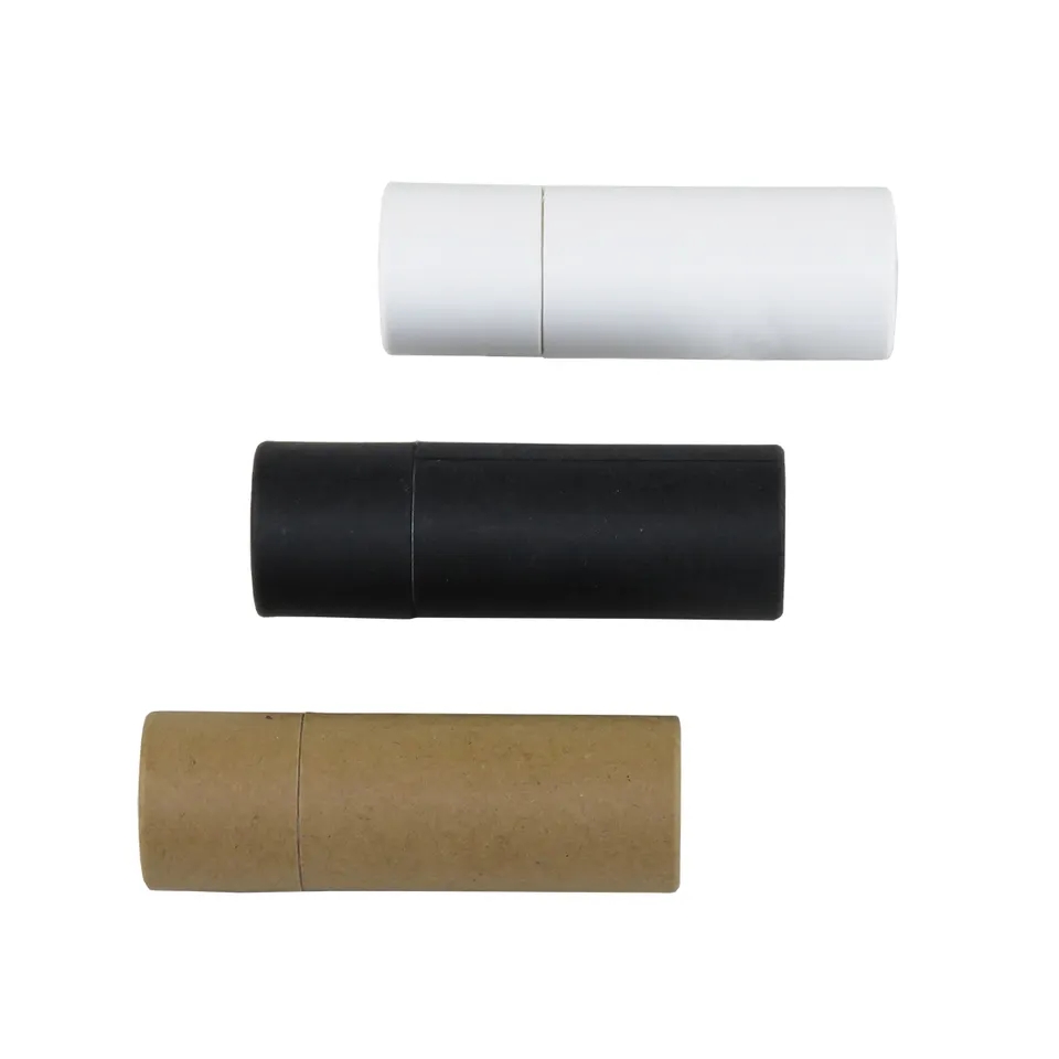 Le carton kraft recyclé imprimé personnalisé pousse le tube de papier noir 0,3 oz 8 g d'emballage de rouge à lèvres de baume à lèvres